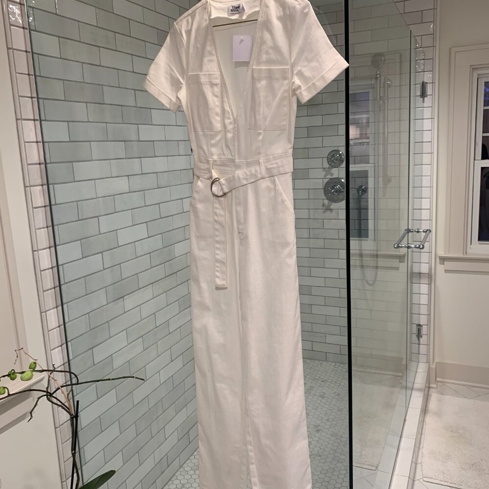 Tiger Mist Cream Belted Jumpsuit